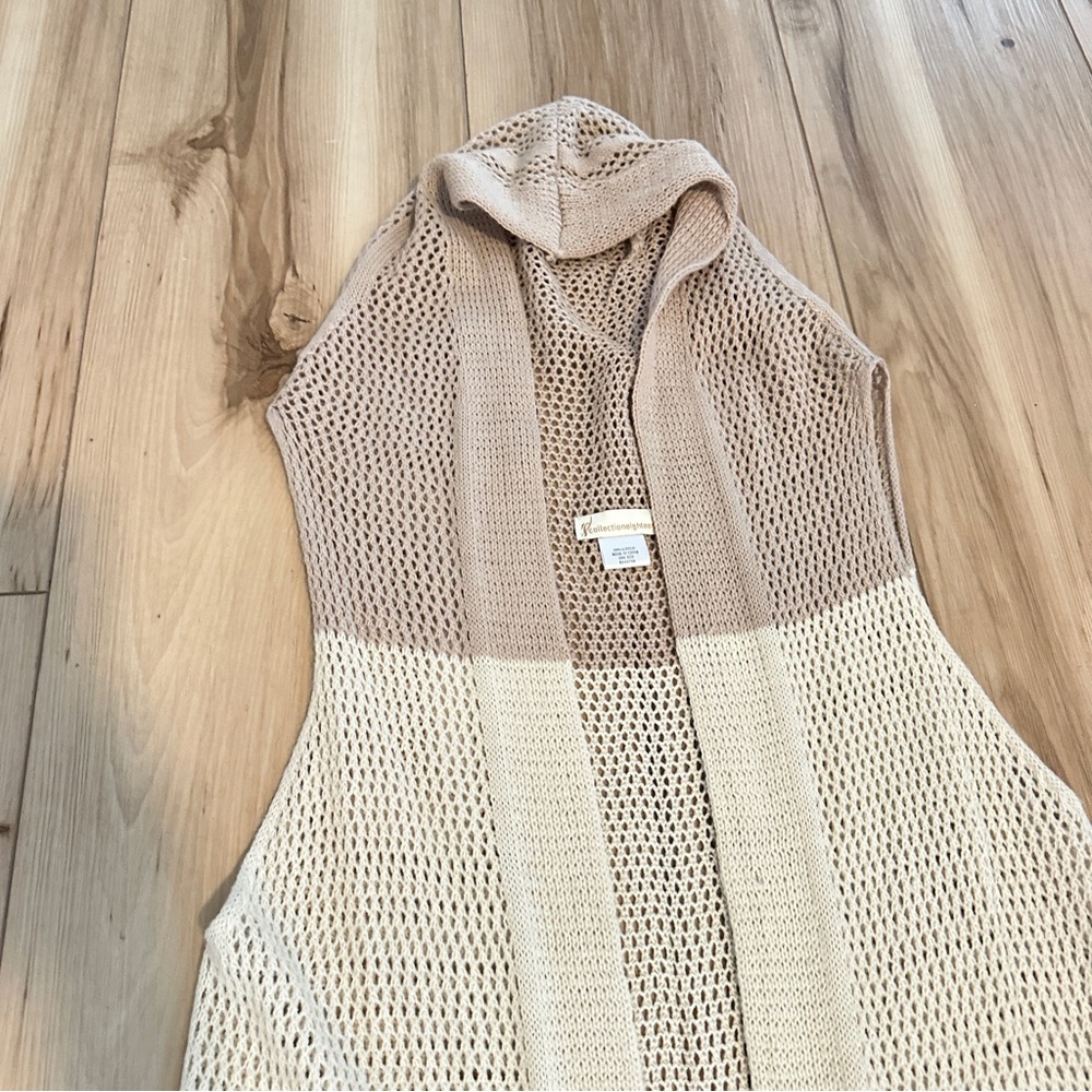 Collectioneighteen sleeveless hooded crochet bathing suit cover up cardigan - Picture 3 of 3